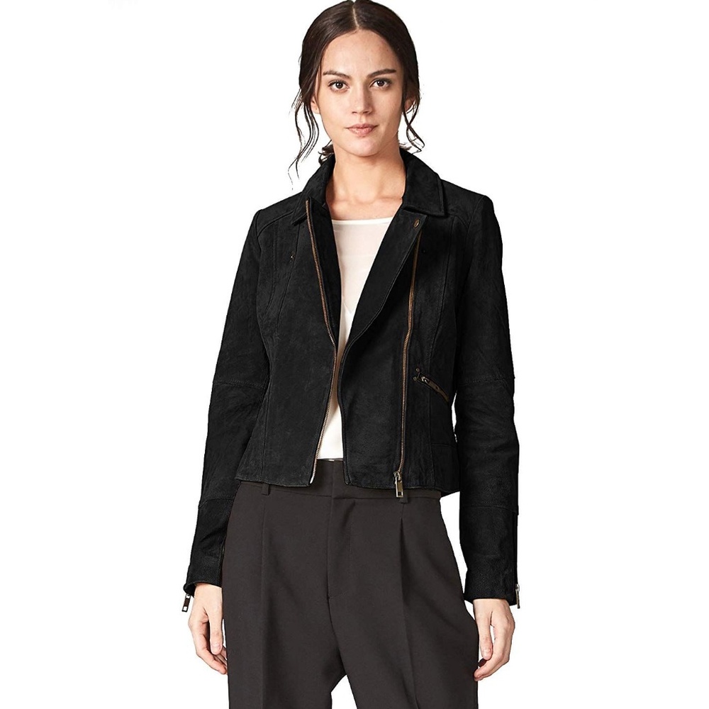 Escalier Black Suede Moto Jacket